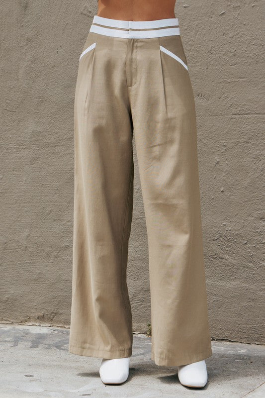 Adelaida Color Contrast Boyfriend Pants