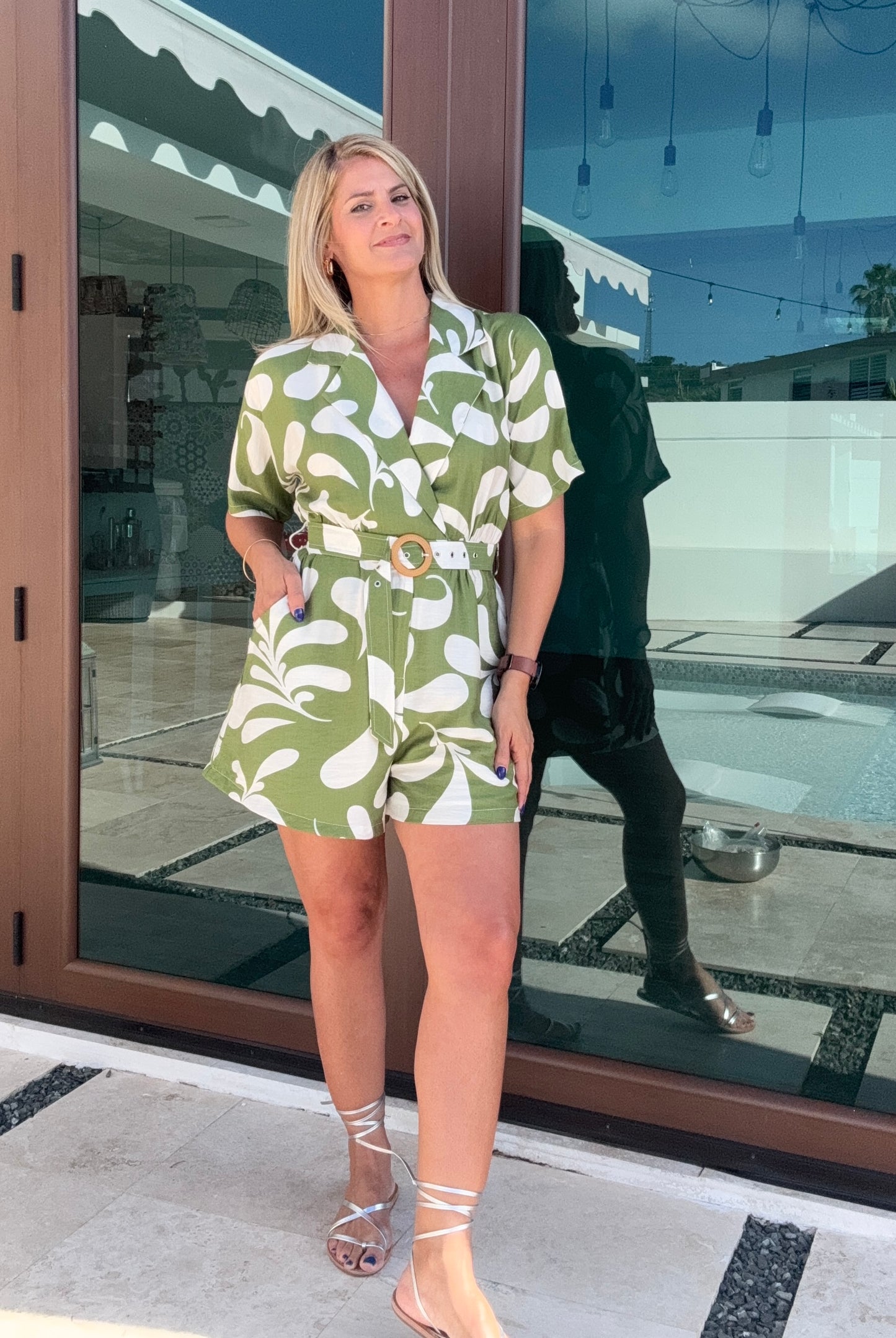 Maryam Leaf Print Romper