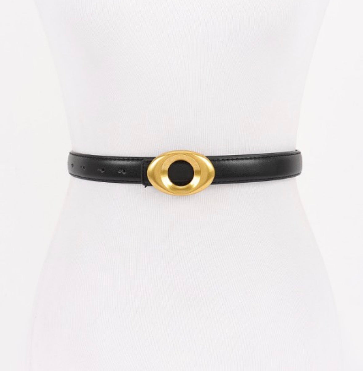 Oval Buckle Black Belt