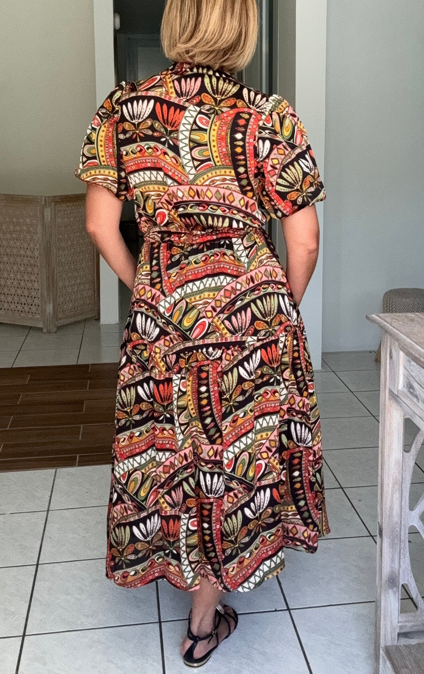 Tatiana Waist Tie Midi Dress