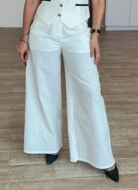 Amelia Contrast Color Linen Pants