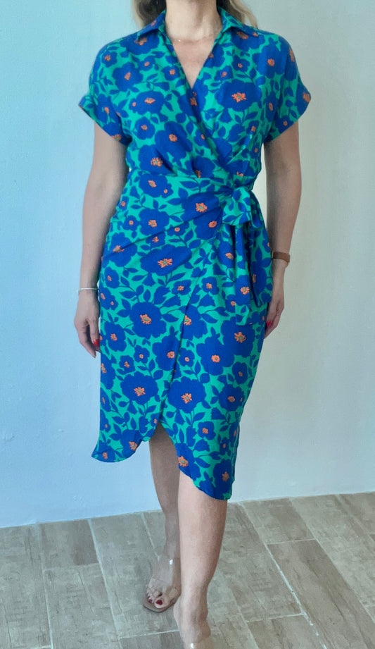 “Gardenly Flowery” Wrap Midi Dress