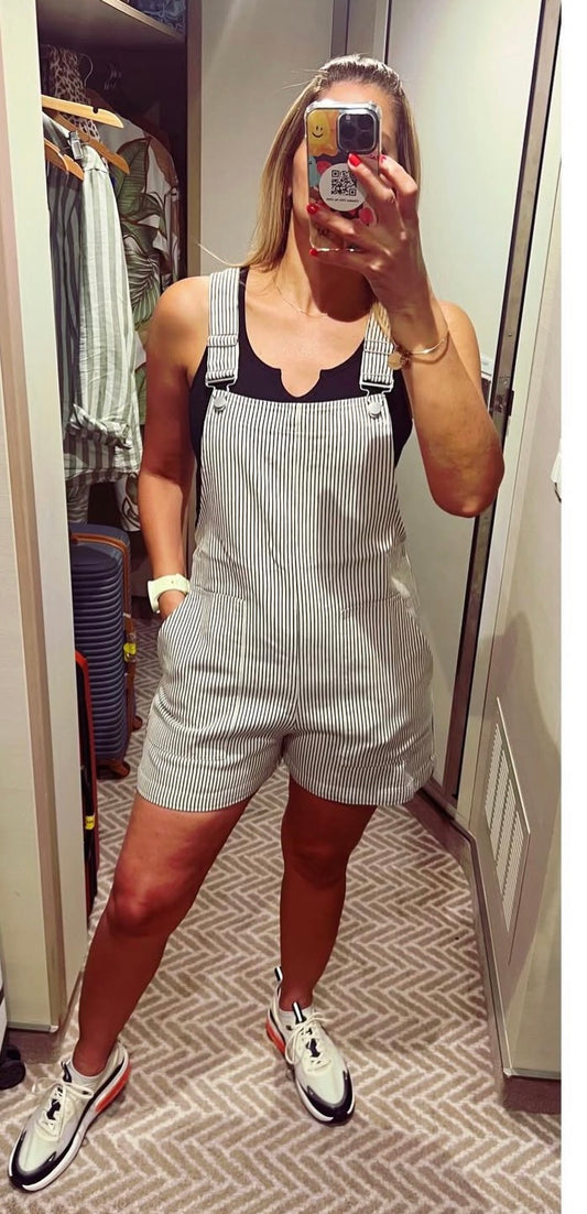 Striped Short Overall