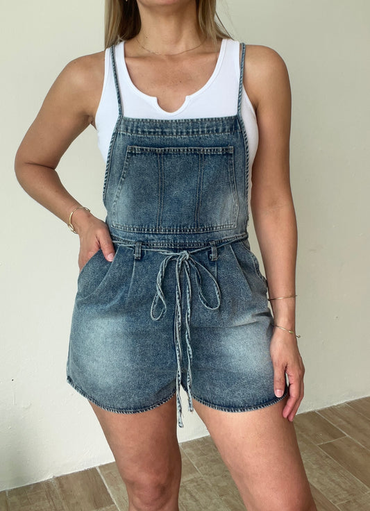 Shorty On My Denim Romper