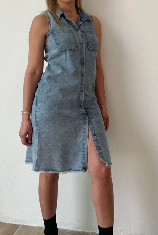 Tallulah Denim Sleeveless Shirt Dress