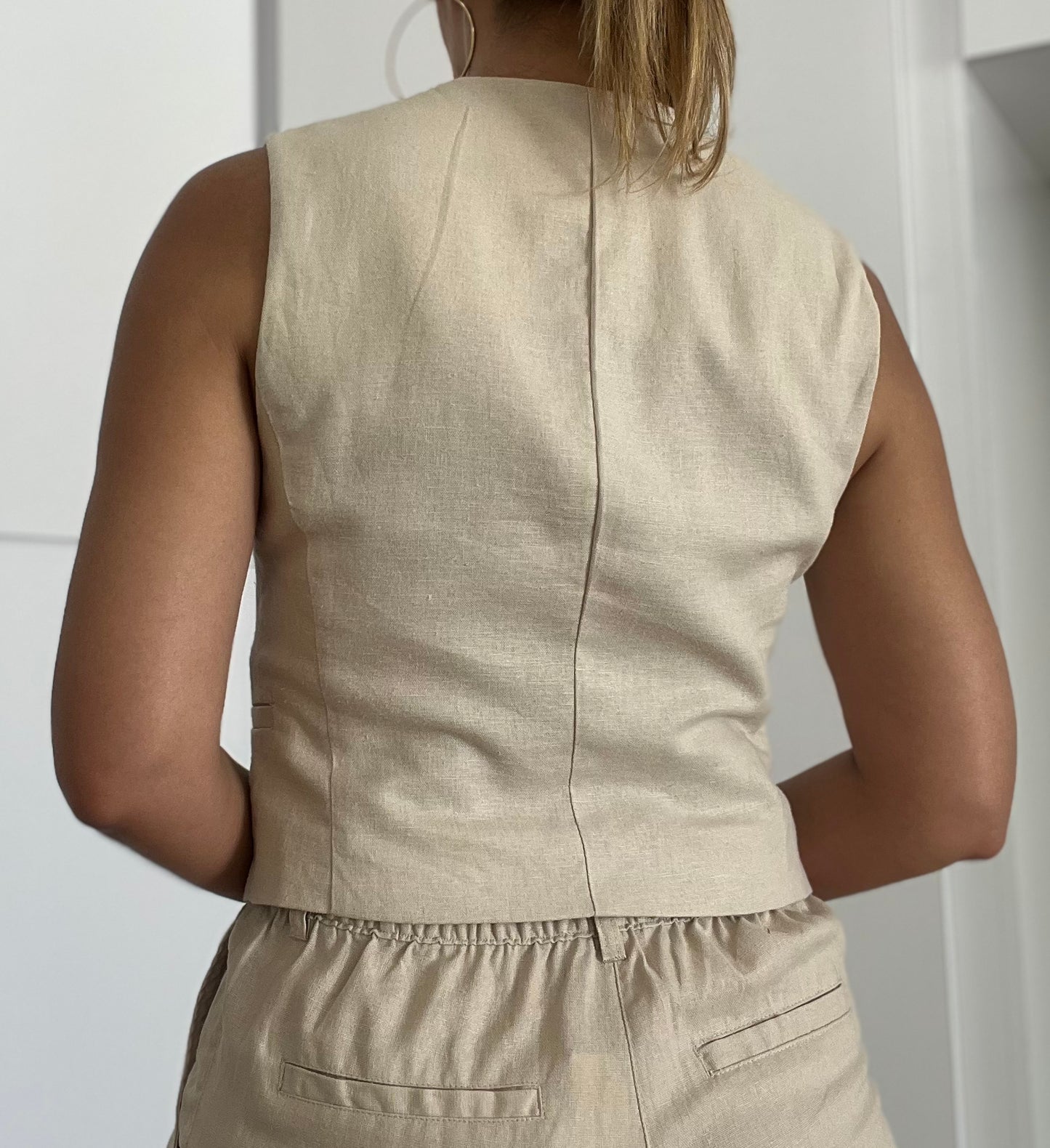 Lina Khaki Linen Vest