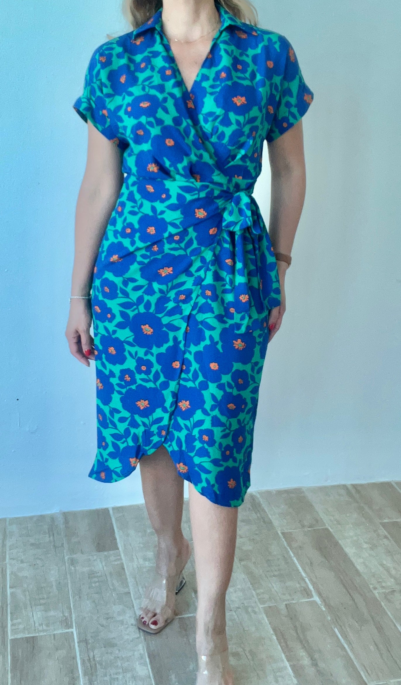 “Gardenly Flowery” Wrap Midi Dress