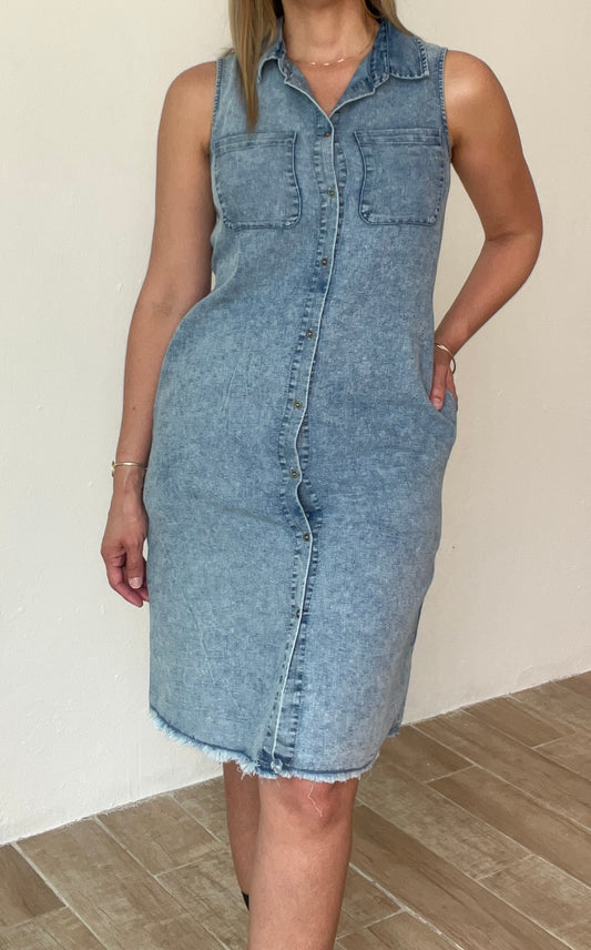 Tallulah Denim Sleeveless Shirt Dress