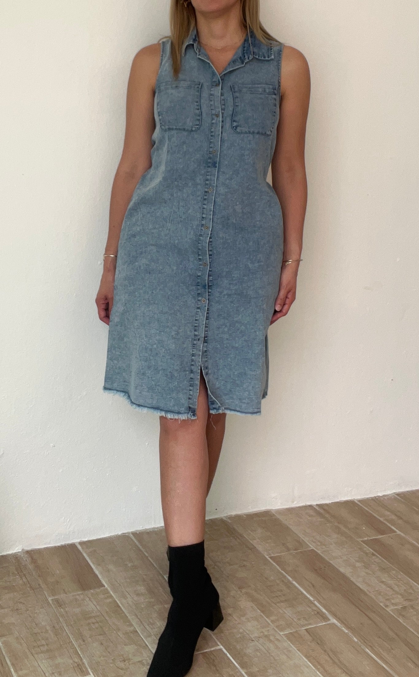 Tallulah Denim Sleeveless Shirt Dress