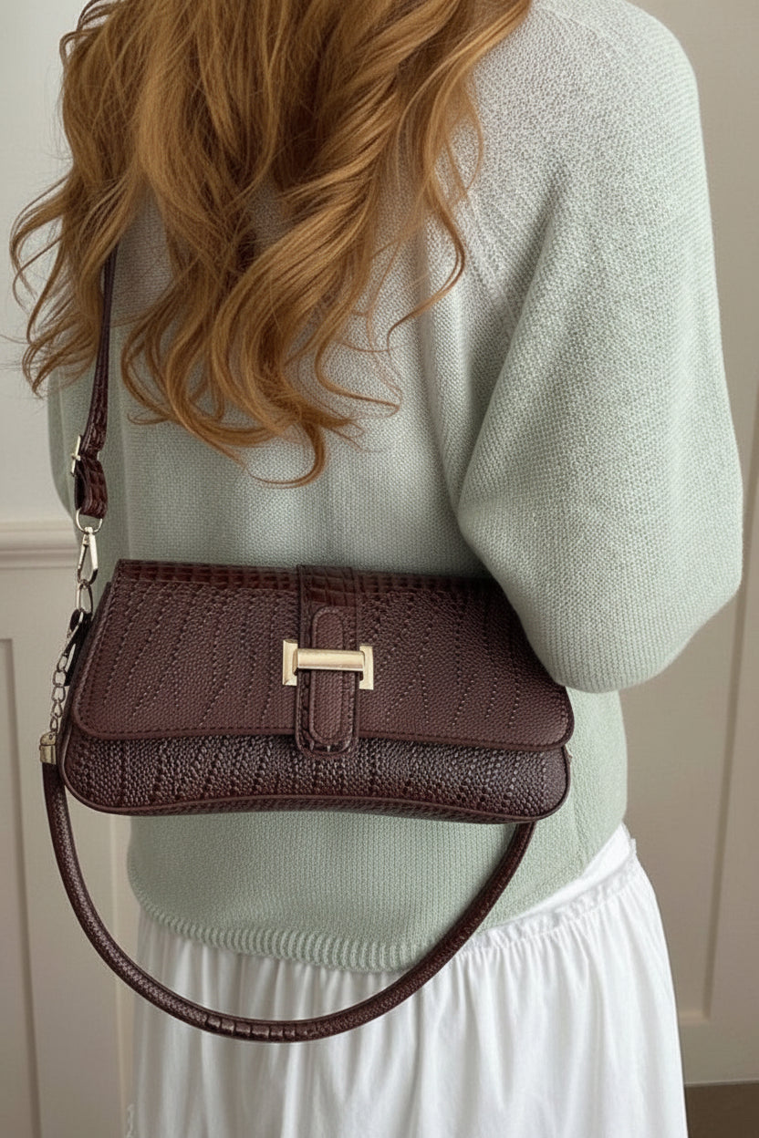 {PRE ORDER} Carrie Crocodile Square Shoulder Bag